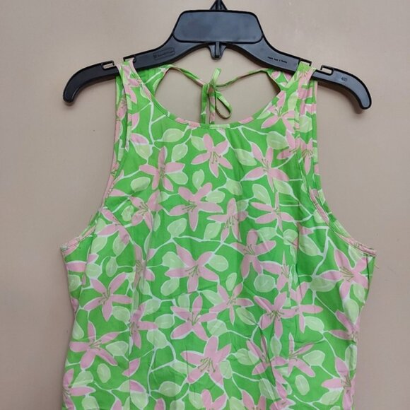 Lily Pulitzer Low Back Floral Shift Short Casual Dress Size 4 Green and Pink - Picture 5 of 7